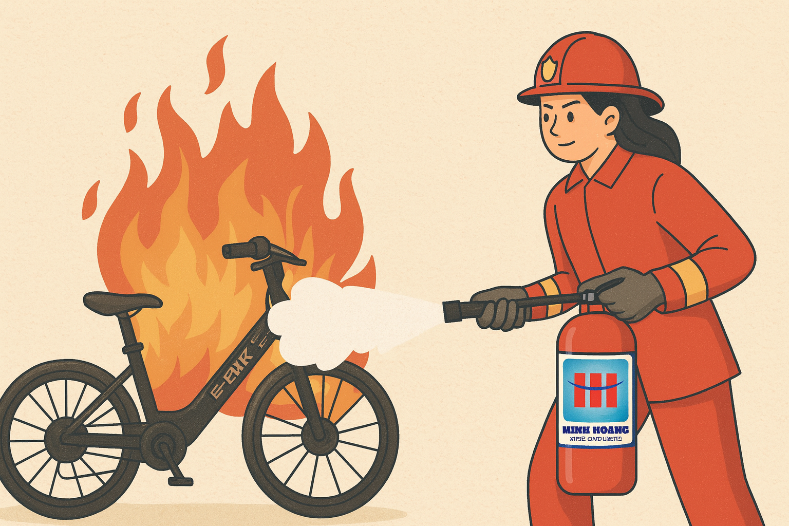 Cháy xe điện đã có bình chữa cháy Minh Hoàng