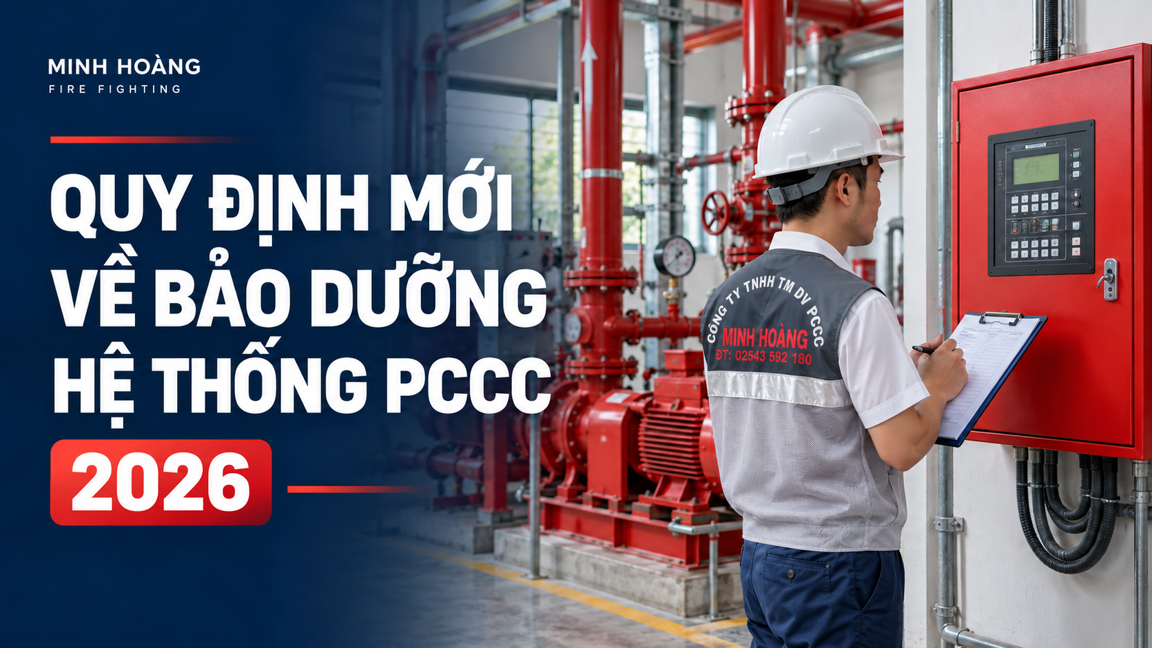 Technician in a reflective Minh Hoàng uniform